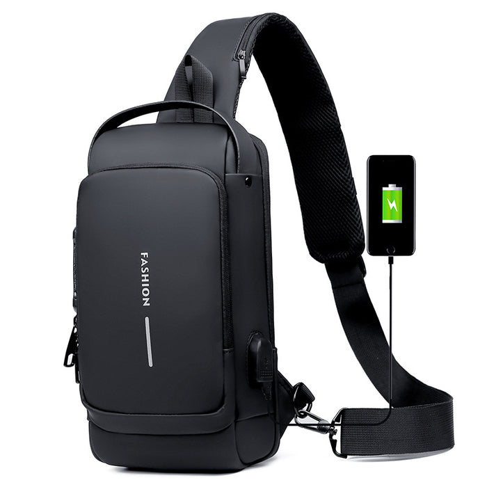 Waterproof USB Charging Chest Bag for Men's Fashion