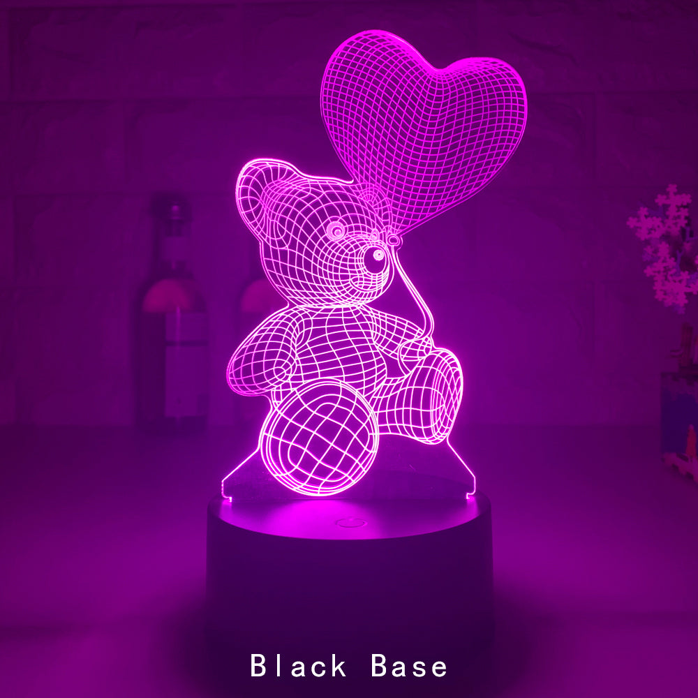 Valentine's Day 3D LED Bear Night Light