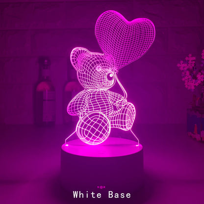 Valentine's Day 3D LED Bear Night Light