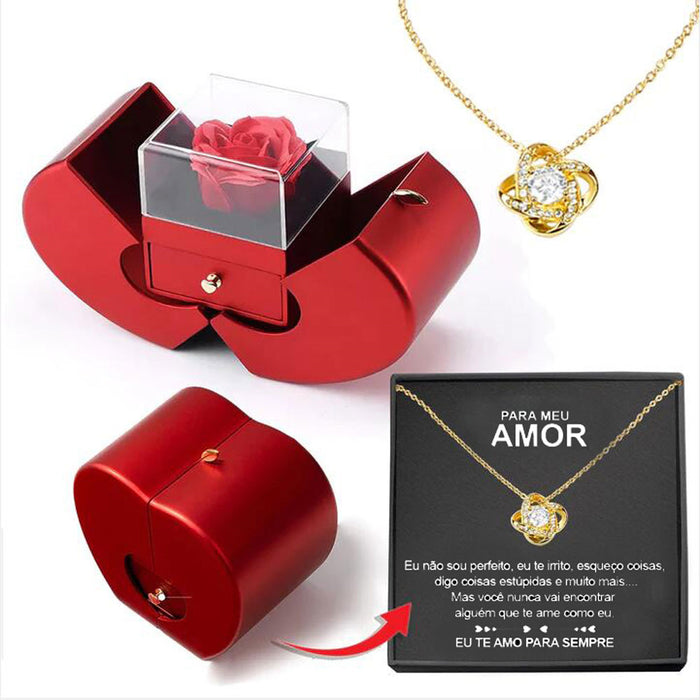 Eternal Love Rose Gift Box: Timeless Bloom & Necklace