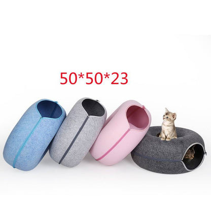 Four Seasons Cat Bed – Comfortable Felt Nest in Donut Shape