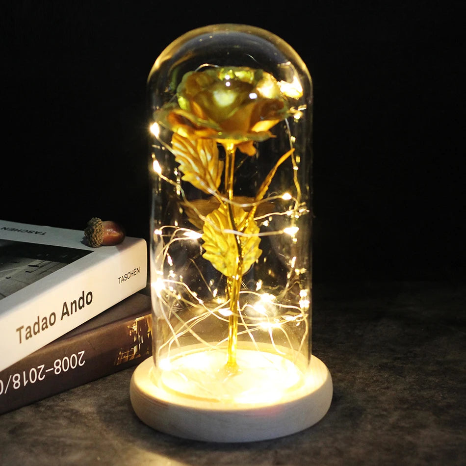 Eternal Rose Flowers LED Light In Glass Cover