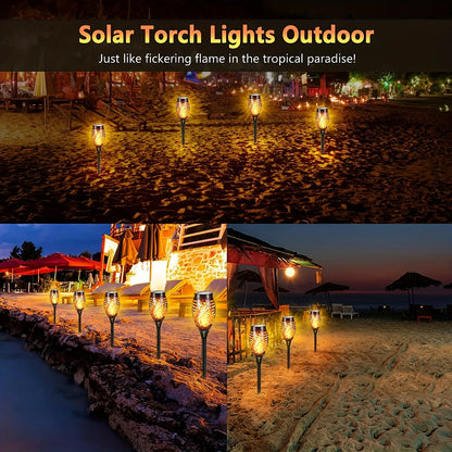 LED Solar Flame Torch Lights - Waterproof Outdoor Landscape Lamps for Garden, Yard, and Halloween Decorations