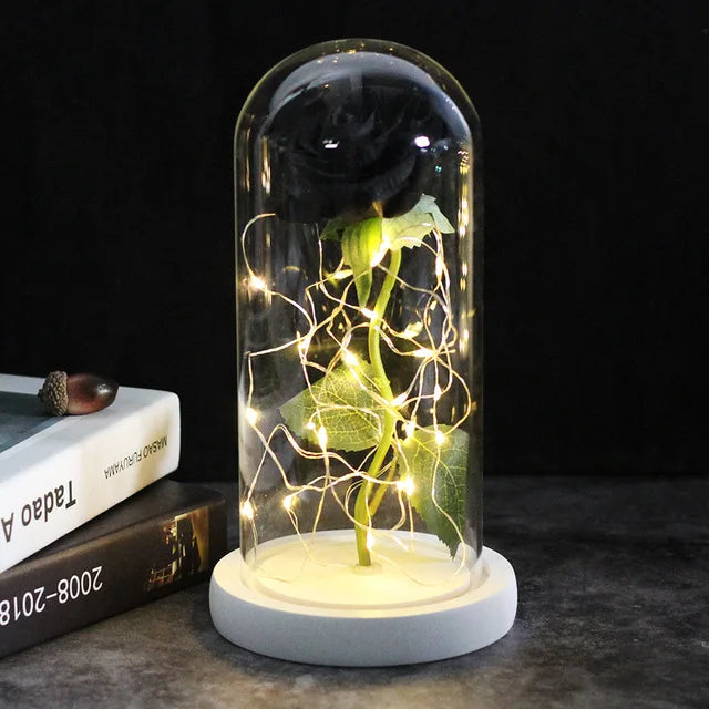 Eternal Rose Flowers LED Light In Glass Cover