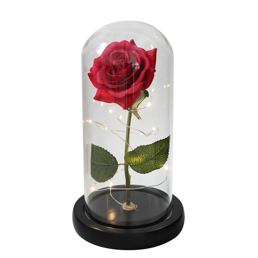 Eternal Rose Flowers LED Light In Glass Cover