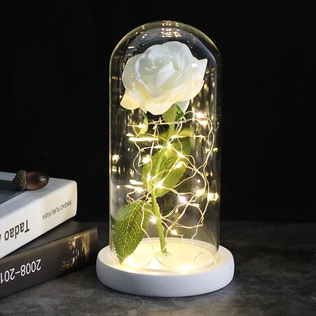 Eternal Rose Flowers LED Light In Glass Cover