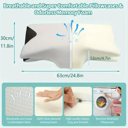 Memory Foam Neck Pillow – Ergonomic Butterfly Design for Cervical Support