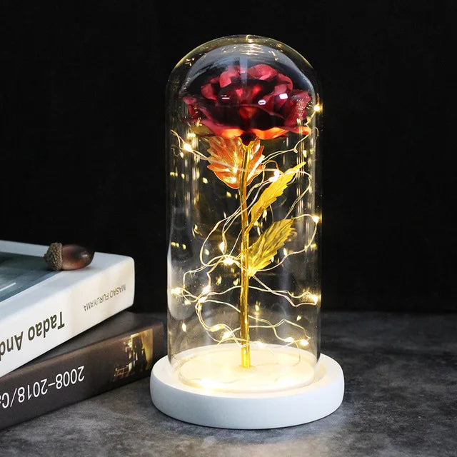 Eternal Rose Flowers LED Light In Glass Cover