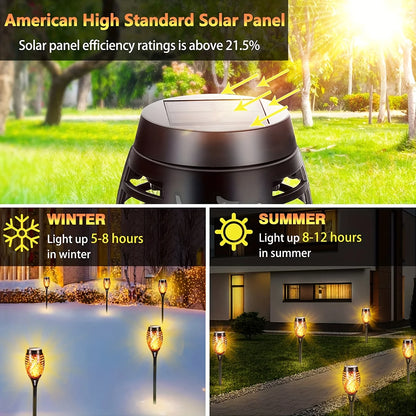 LED Solar Flame Torch Lights - Waterproof Outdoor Landscape Lamps for Garden, Yard, and Halloween Decorations