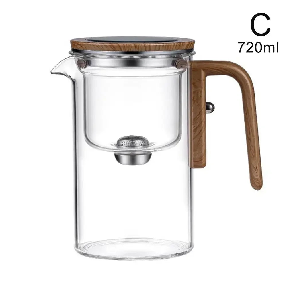 Glass Teapot with Wooden Handle & Tea Separator