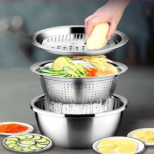 3-Pcs Set Multifunctional Kitchen Stainless Steel Strainer