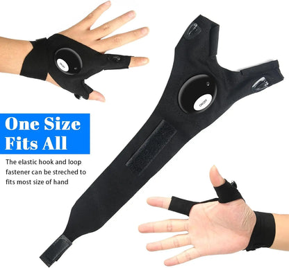 LED Half-Finger Flashlight Gloves