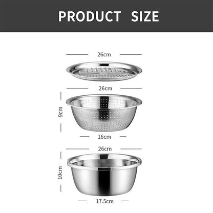 3-Pcs Set Multifunctional Kitchen Stainless Steel Strainer