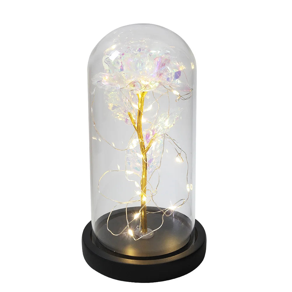 Eternal Rose Flowers LED Light In Glass Cover