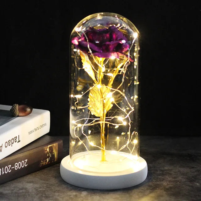 Eternal Rose Flowers LED Light In Glass Cover