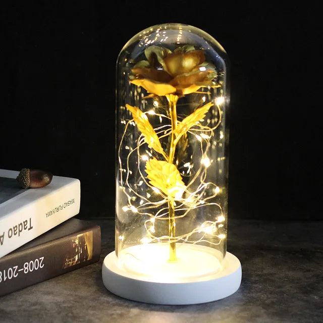 Eternal Rose Flowers LED Light In Glass Cover