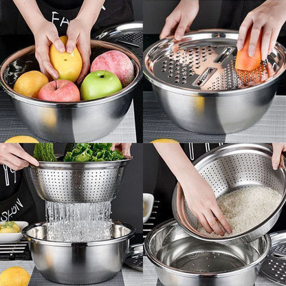 3-Pcs Set Multifunctional Kitchen Stainless Steel Strainer