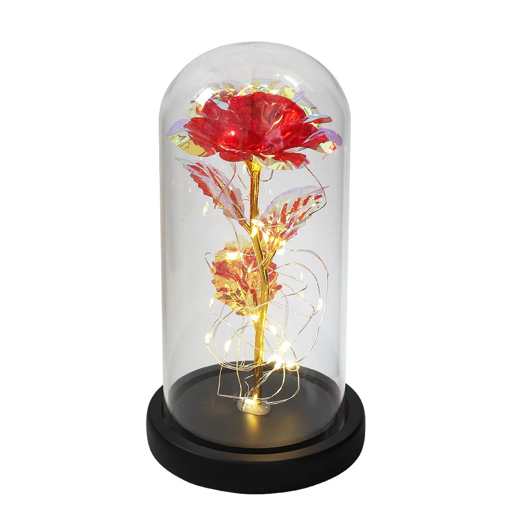 Eternal Rose Flowers LED Light In Glass Cover