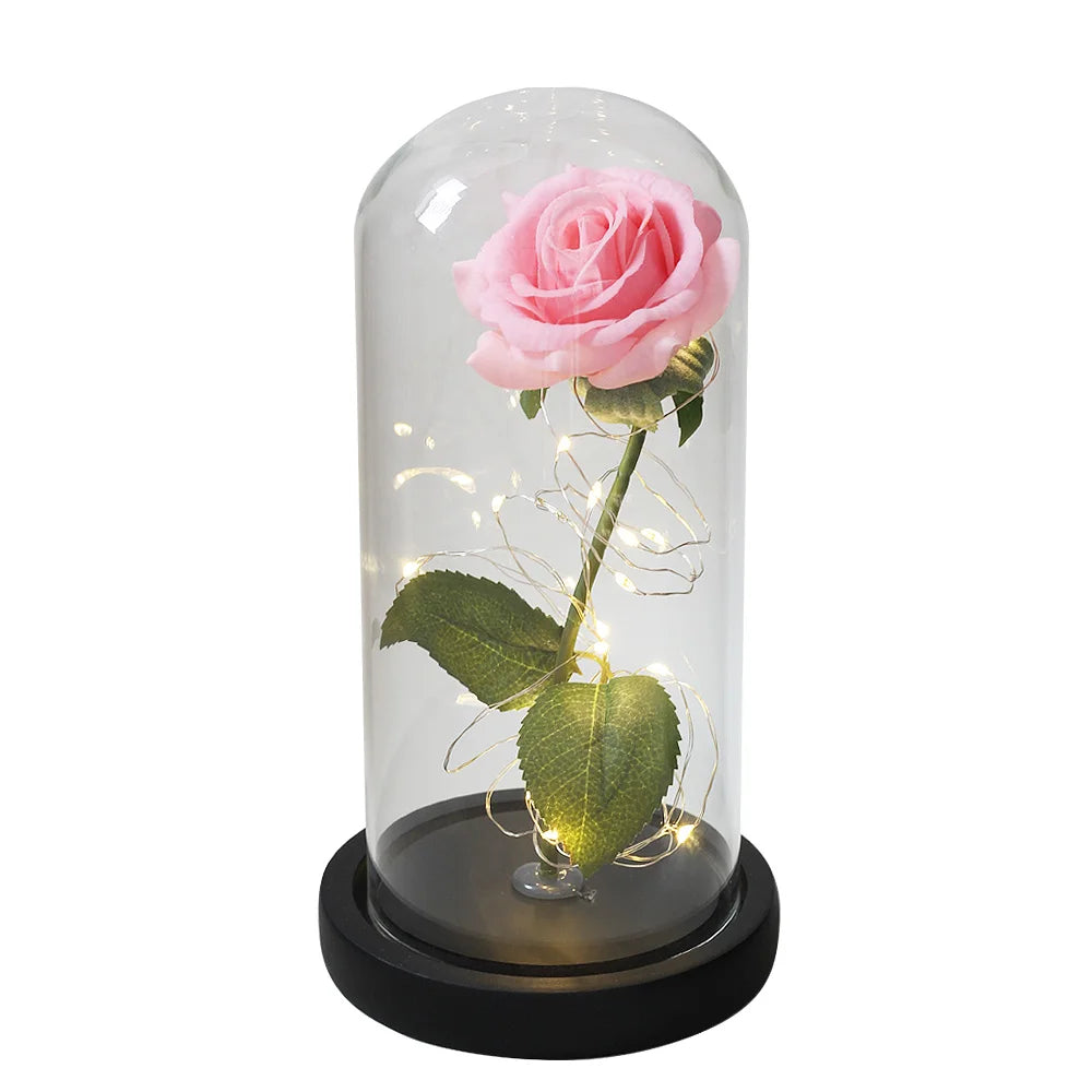 Eternal Rose Flowers LED Light In Glass Cover