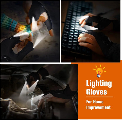 LED Half-Finger Flashlight Gloves