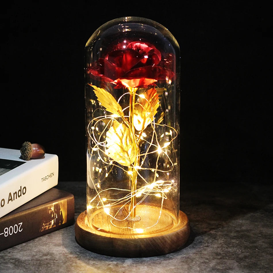 Eternal Rose Flowers LED Light In Glass Cover