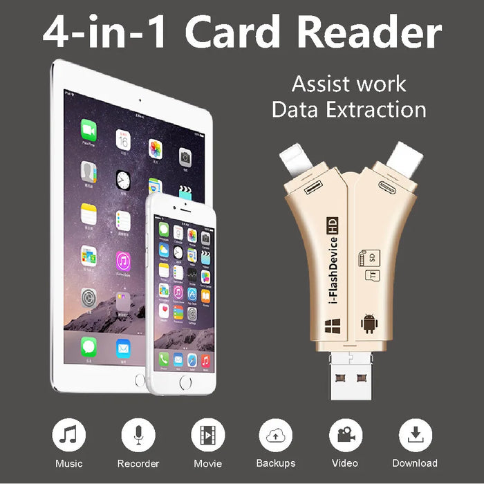 4-in-1 Media Transfer Card Reader with Memory Card