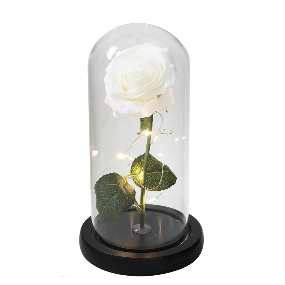 Eternal Rose Flowers LED Light In Glass Cover