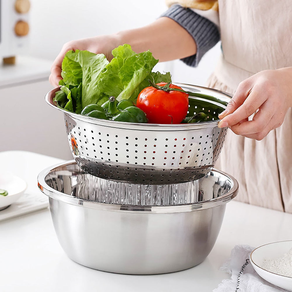 3-Pcs Set Multifunctional Kitchen Stainless Steel Strainer