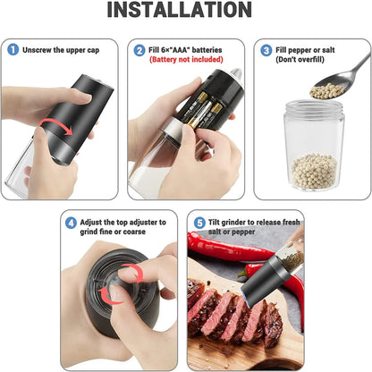 Automatic Electric Gravity Induction Salt and Pepper Grinder