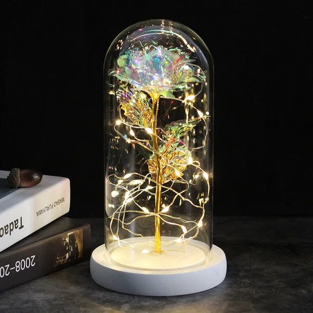 Eternal Rose Flowers LED Light In Glass Cover