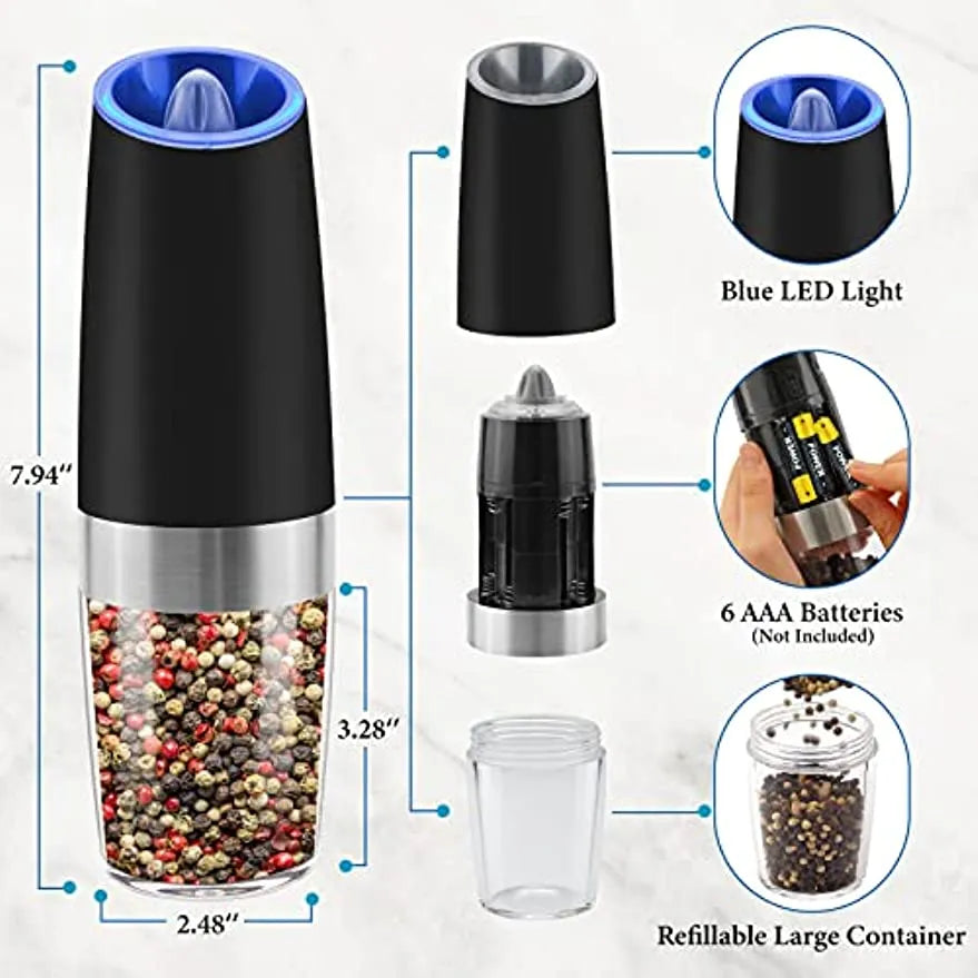 Automatic Electric Gravity Induction Salt and Pepper Grinder