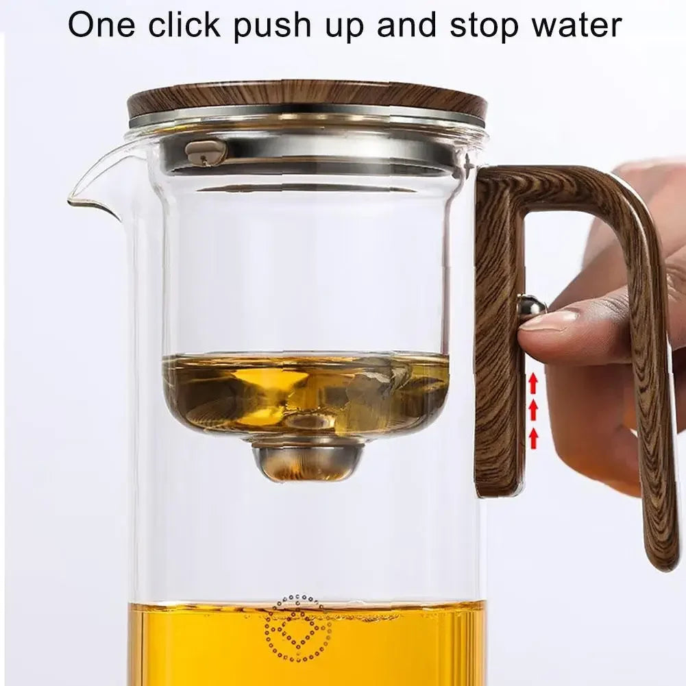 Glass Teapot with Wooden Handle & Tea Separator