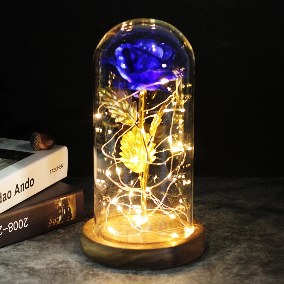 Eternal Rose Flowers LED Light In Glass Cover