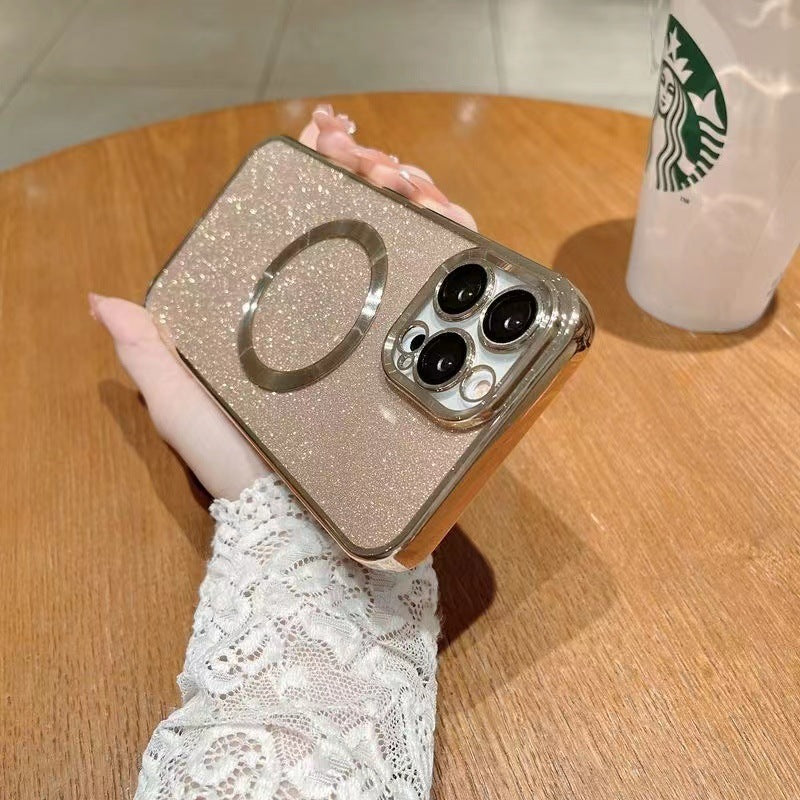 2024 New Glitter Diamond Magnetic Ring Holder Case for iPhone