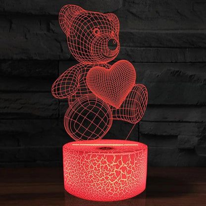 Valentine's Day 3D LED Bear Night Light