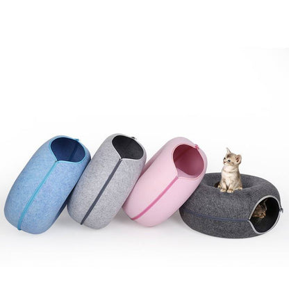 Four Seasons Cat Bed – Comfortable Felt Nest in Donut Shape