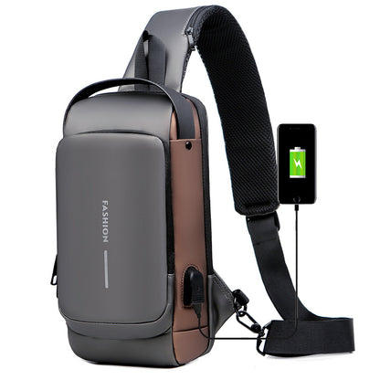 Waterproof USB Charging Chest Bag for Men's Fashion