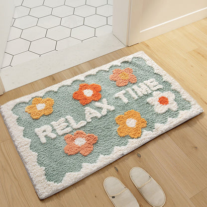 1PC Ins Simple Bathroom Floret Carpet Flower Area Rugs Anti Slip