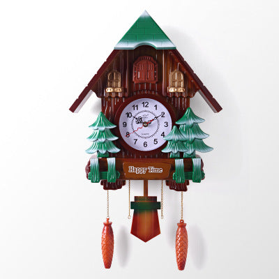 Qiaohu Wall Clock Living Room Creative Wall Clock Wood Cuckoo Wall Clock