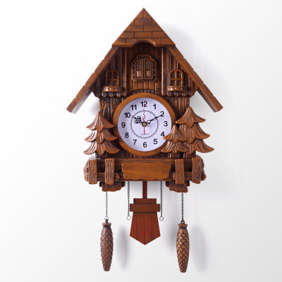 Qiaohu Wall Clock Living Room Creative Wall Clock Wood Cuckoo Wall Clock