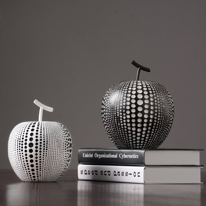 White & Black Simple Apples Resin & Fruit Decoration Statue