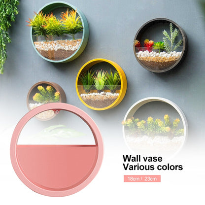 Wall Vase Art Solid Color Bonsai Round Vase