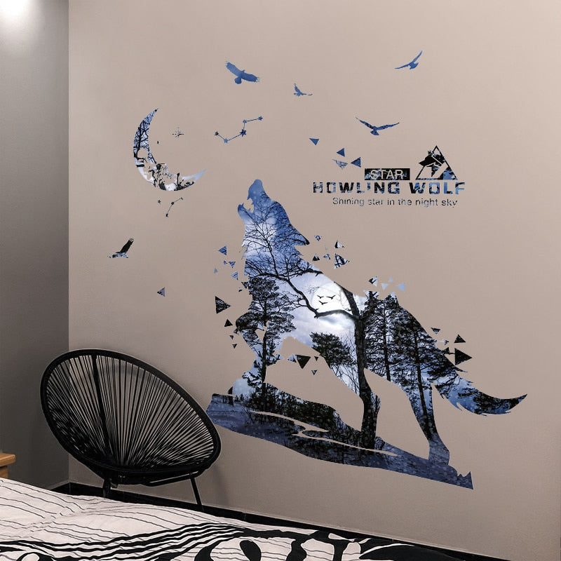 Creative Wolf Stickers Bedroom Decor