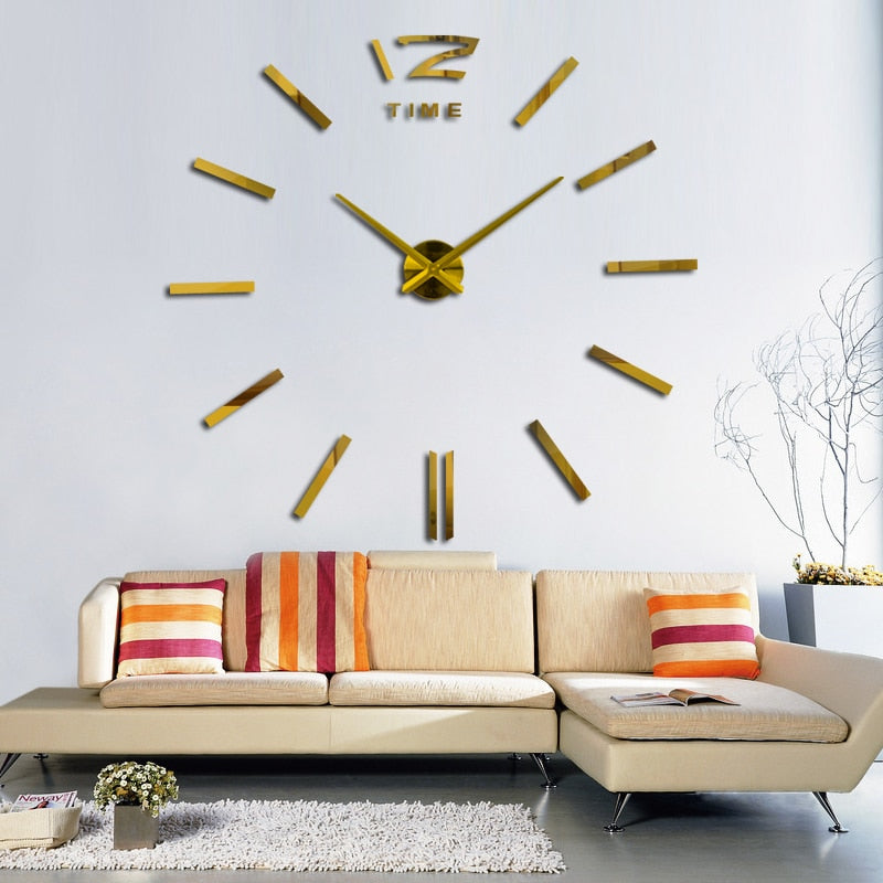 3D Acrylic Mirror Living Room Wall Clock