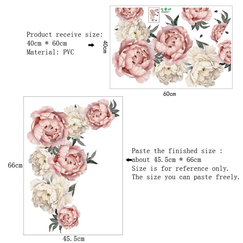 Peony Rose Flowers Wall Sticker