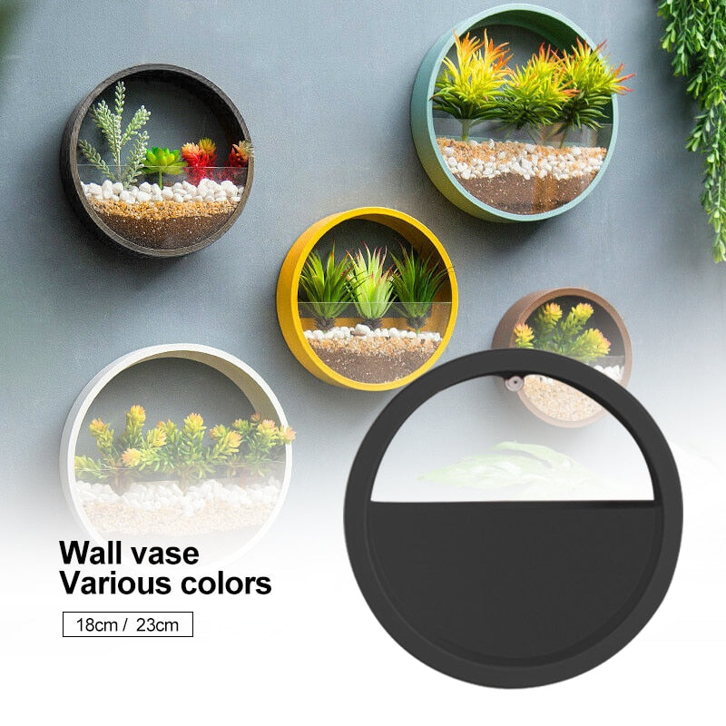 Wall Vase Art Solid Color Bonsai Round Vase