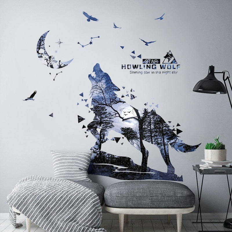 Creative Wolf Stickers Bedroom Decor