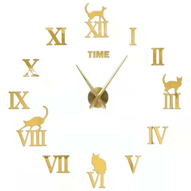 New 3D Roman Numeral Acrylic Mirror Wall Clock