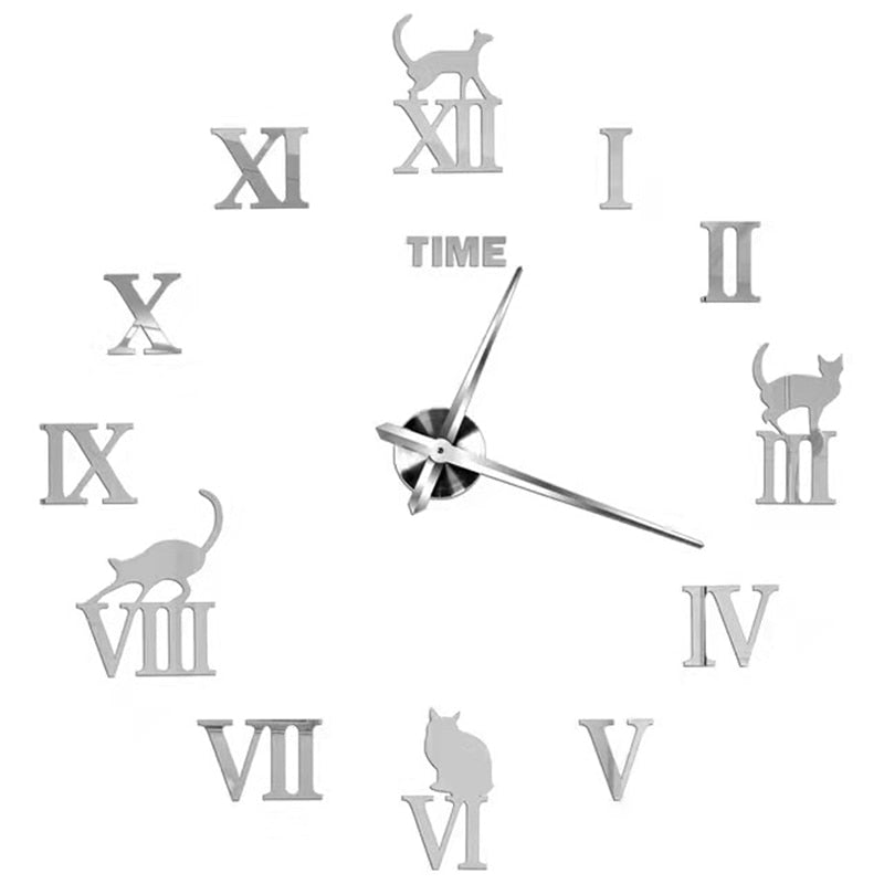 New 3D Roman Numeral Acrylic Mirror Wall Clock