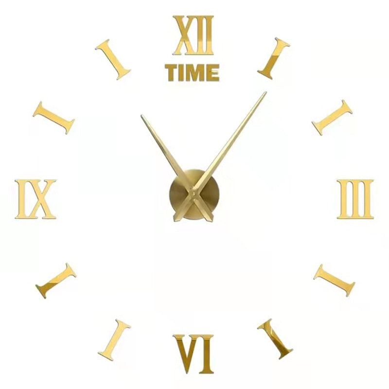 New 3D Roman Numeral Acrylic Mirror Wall Clock